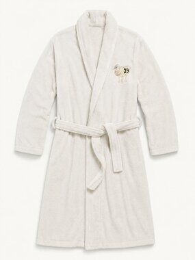 Limited Edition Serta Sheep #29 Bathrobe OSFM White Plush Robe Belt Pockets